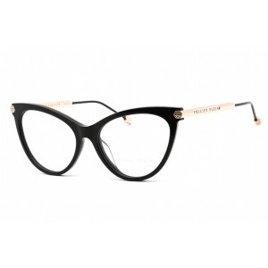 Philipp Plein Women's Eyeglasses - Full Rim Shiny Black Cat Eye Frame | VPP037S 0700