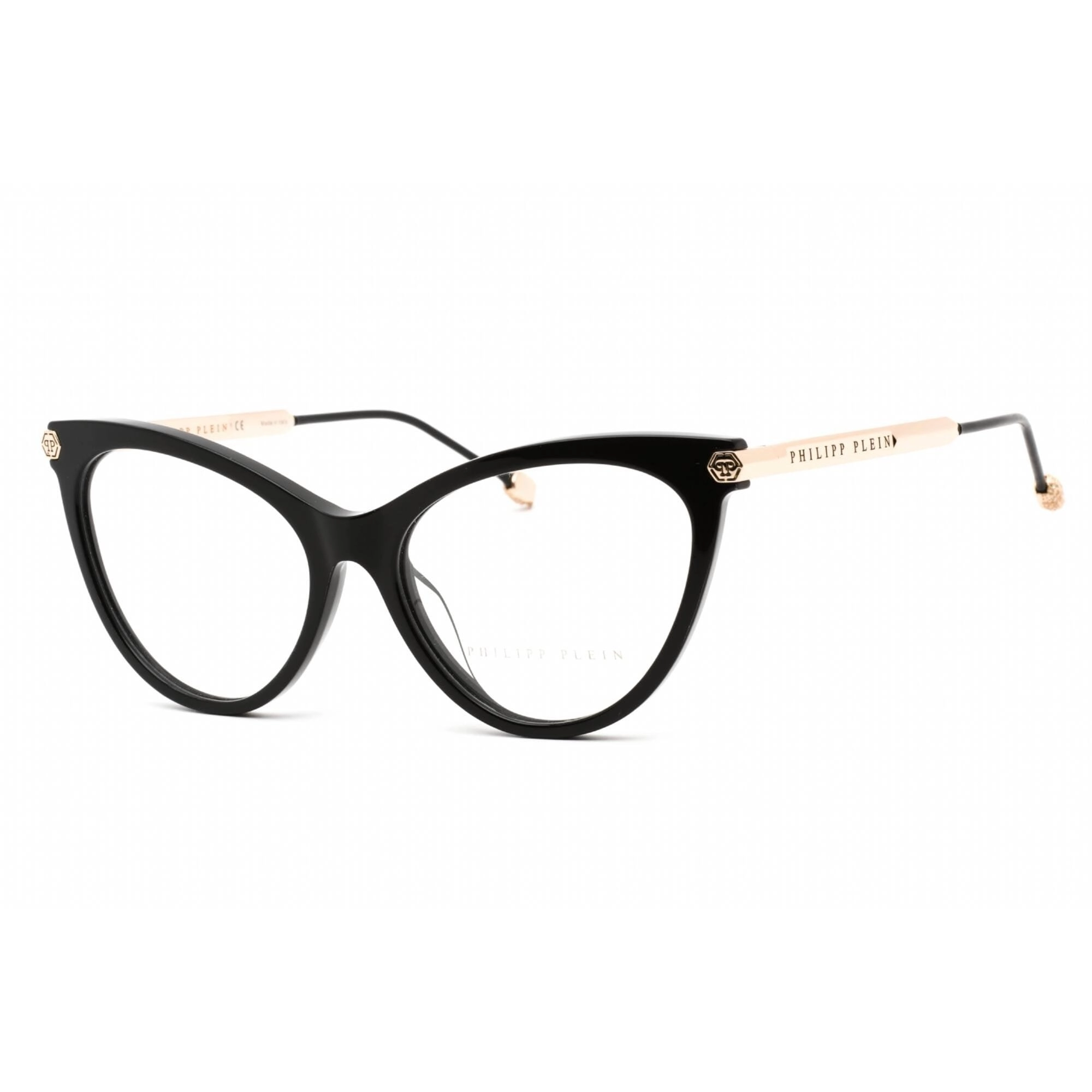 Philipp Plein Women's Eyeglasses - Full Rim Shiny Black Cat Eye Frame | VPP037S 0700