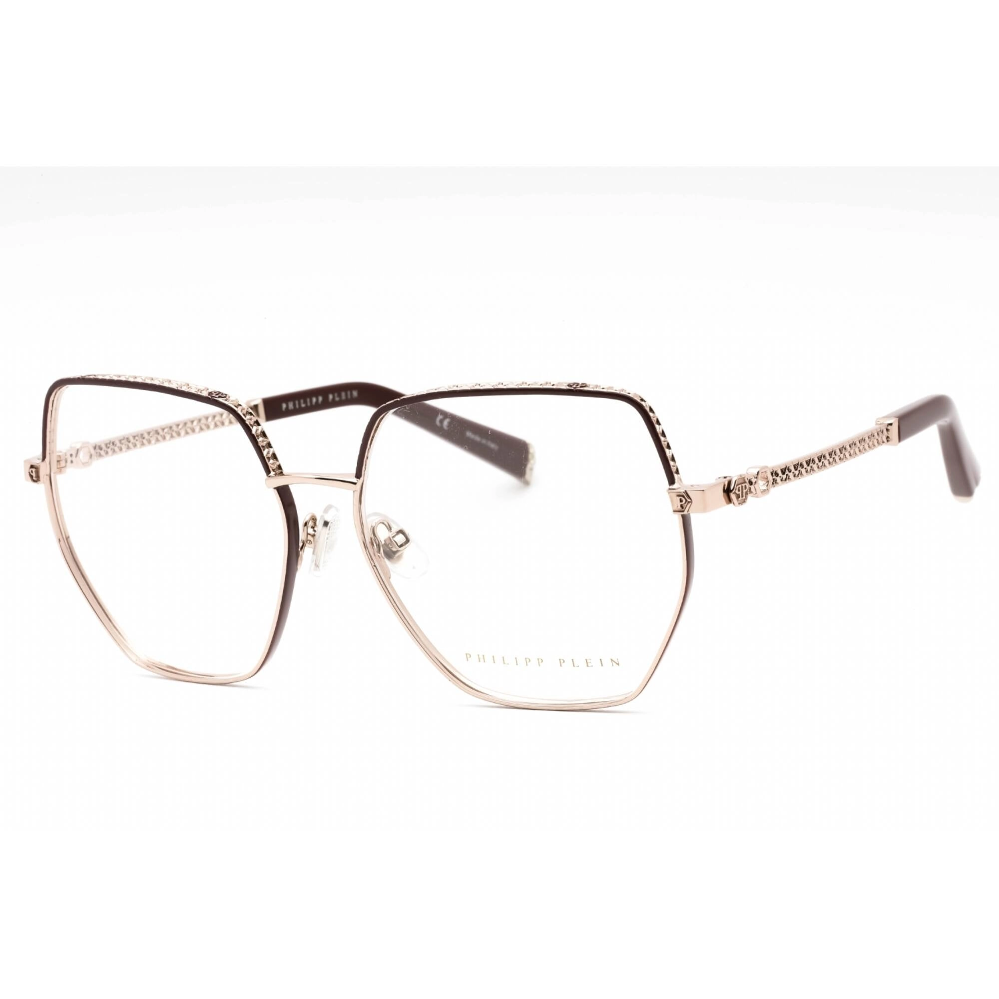 Philipp Plein Women's Eyeglasses - Shiny Red Gold Metal Geometric Frame | VPP054S 0K99