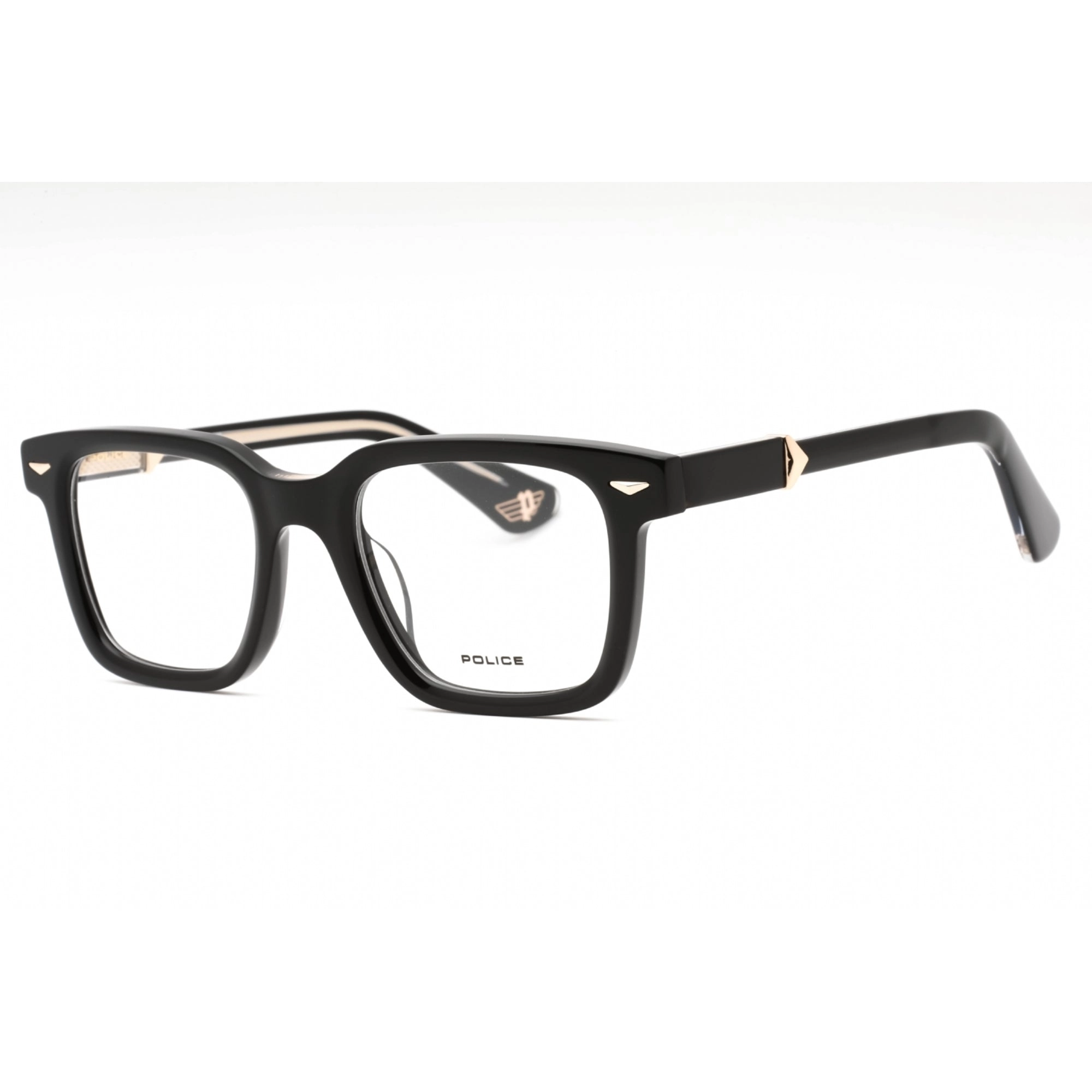 Police Men's Eyeglasses - Shiny Black Plastic Square Full Rim Frame | VPLG80 0700