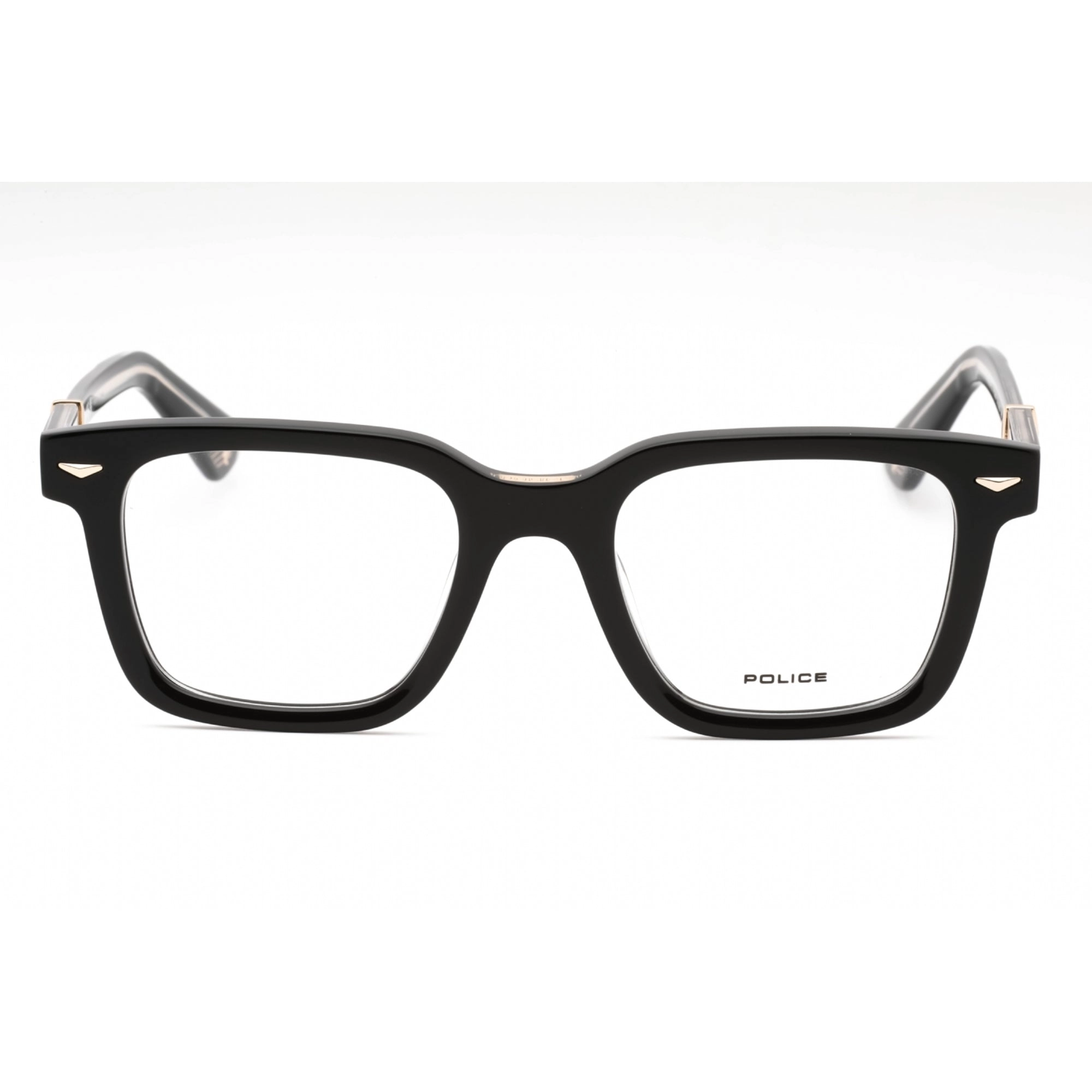 Police Men's Eyeglasses - Shiny Black Plastic Square Full Rim Frame | VPLG80 0700