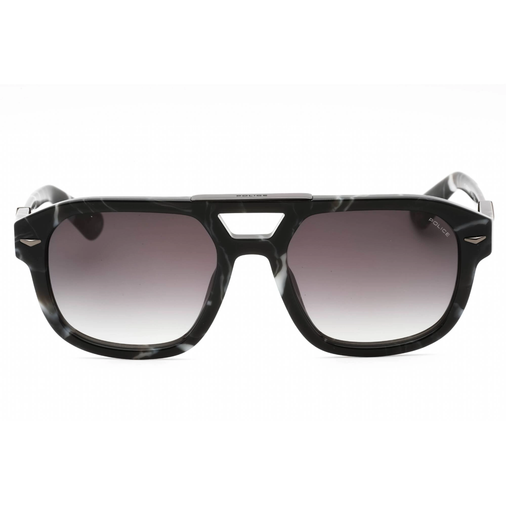 Police Men's Sunglasses - Black Marbled Acetate Square Full Rim Frame | SPLL19M 0869
