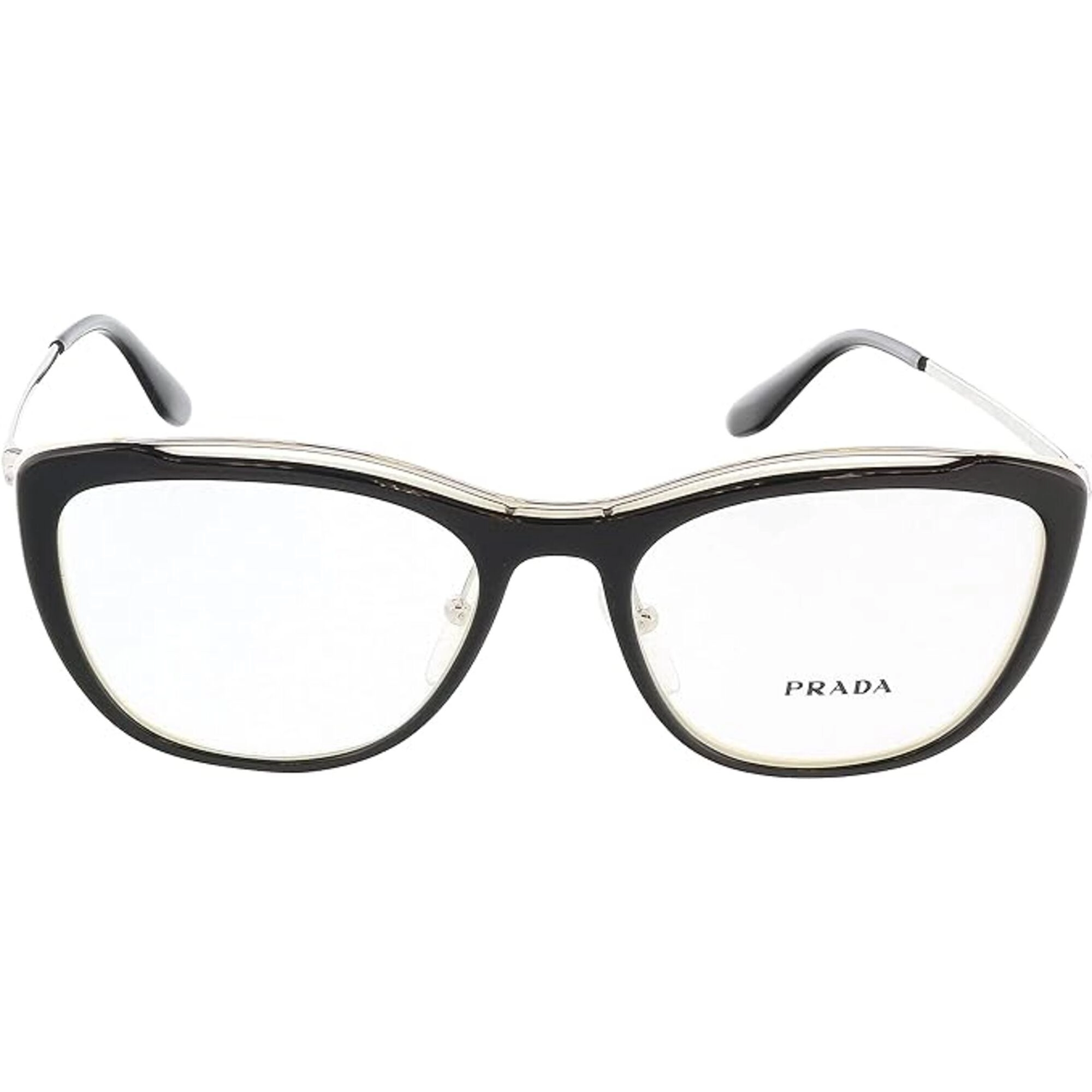 Prada Women's Eyeglasses - Black Ivory Plastic Cat Eye Frame | PRADA 0PR04VV 4BK1O153