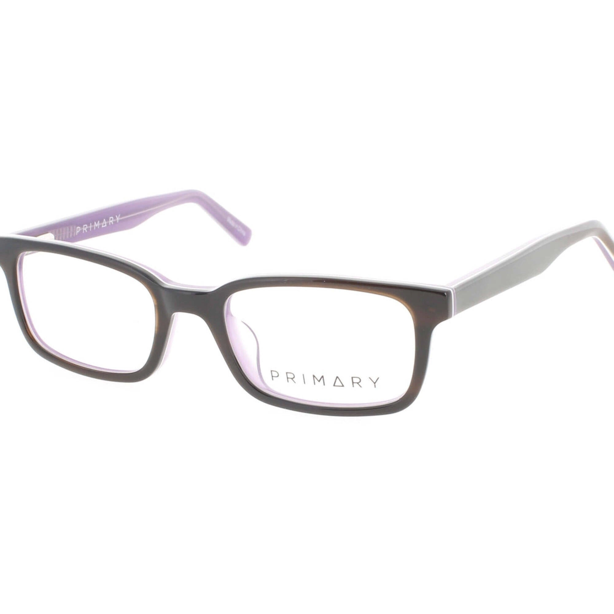 Primary Kid's Eyeglasses - Plastic Rectangular Full Rim | Pk144 DarkTortoise/Purple