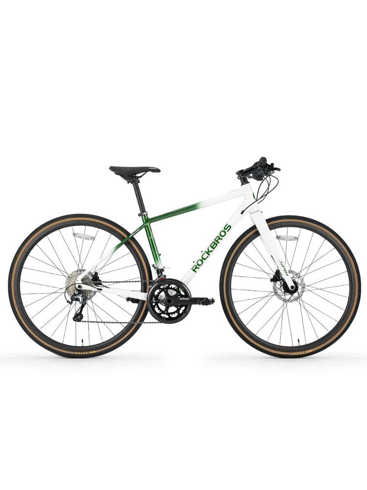 ROCKBROS 20-Speed Flat Handlebar Road Bike Carbon Fiber Fork Aluminum Frame Hydraulic Disc Brakes 11-32T