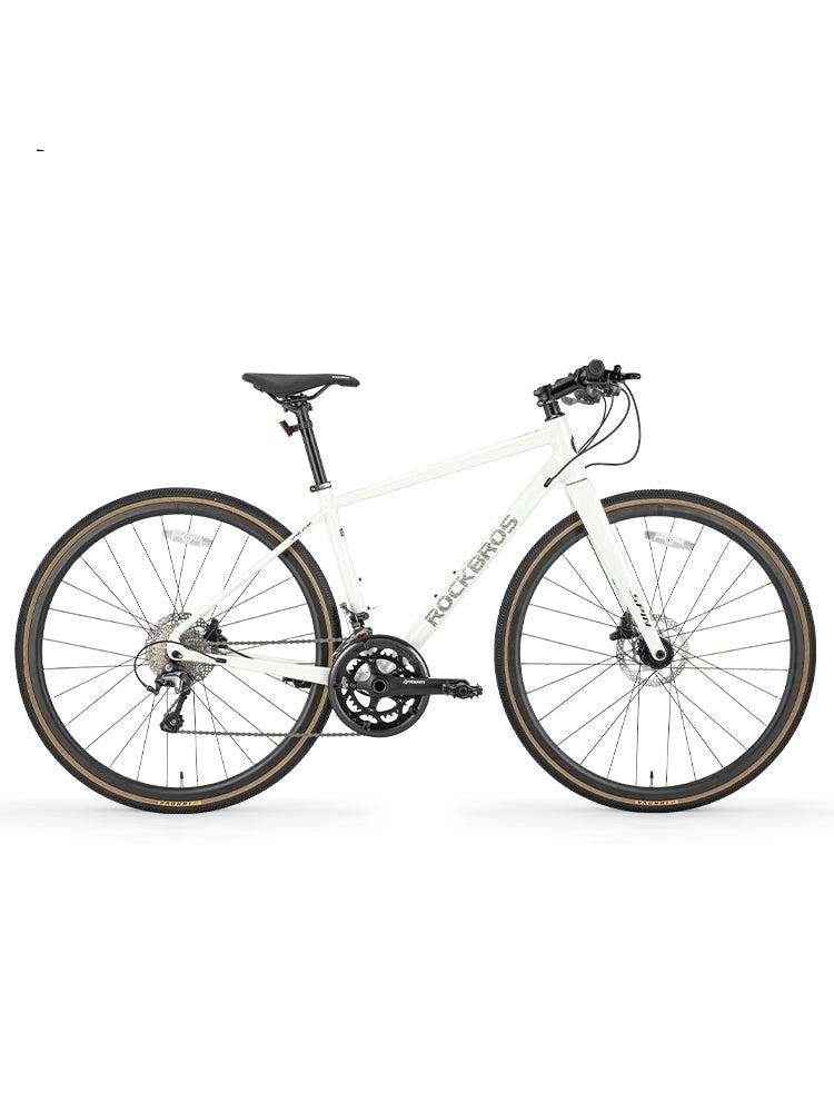 ROCKBROS 20-Speed Flat Handlebar Road Bike Carbon Fiber Fork Aluminum Frame Hydraulic Disc Brakes 11-32T