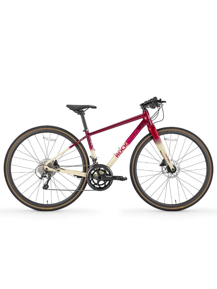 ROCKBROS 20-Speed Flat Handlebar Road Bike Carbon Fiber Fork Aluminum Frame Hydraulic Disc Brakes 11-32T