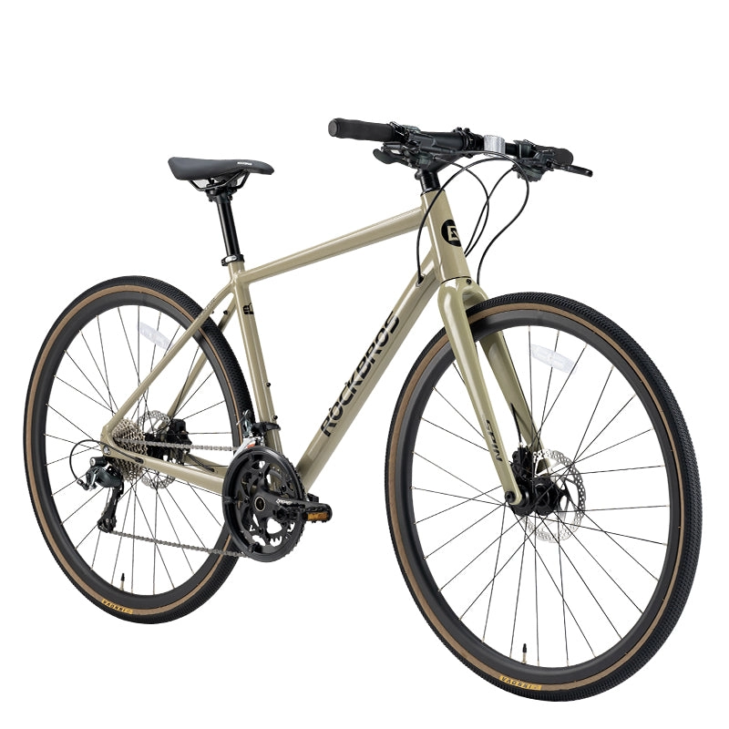 ROCKBROS 20-Speed Flat Handlebar Road Bike Carbon Fiber Fork Aluminum Frame Hydraulic Disc Brakes 11-32T