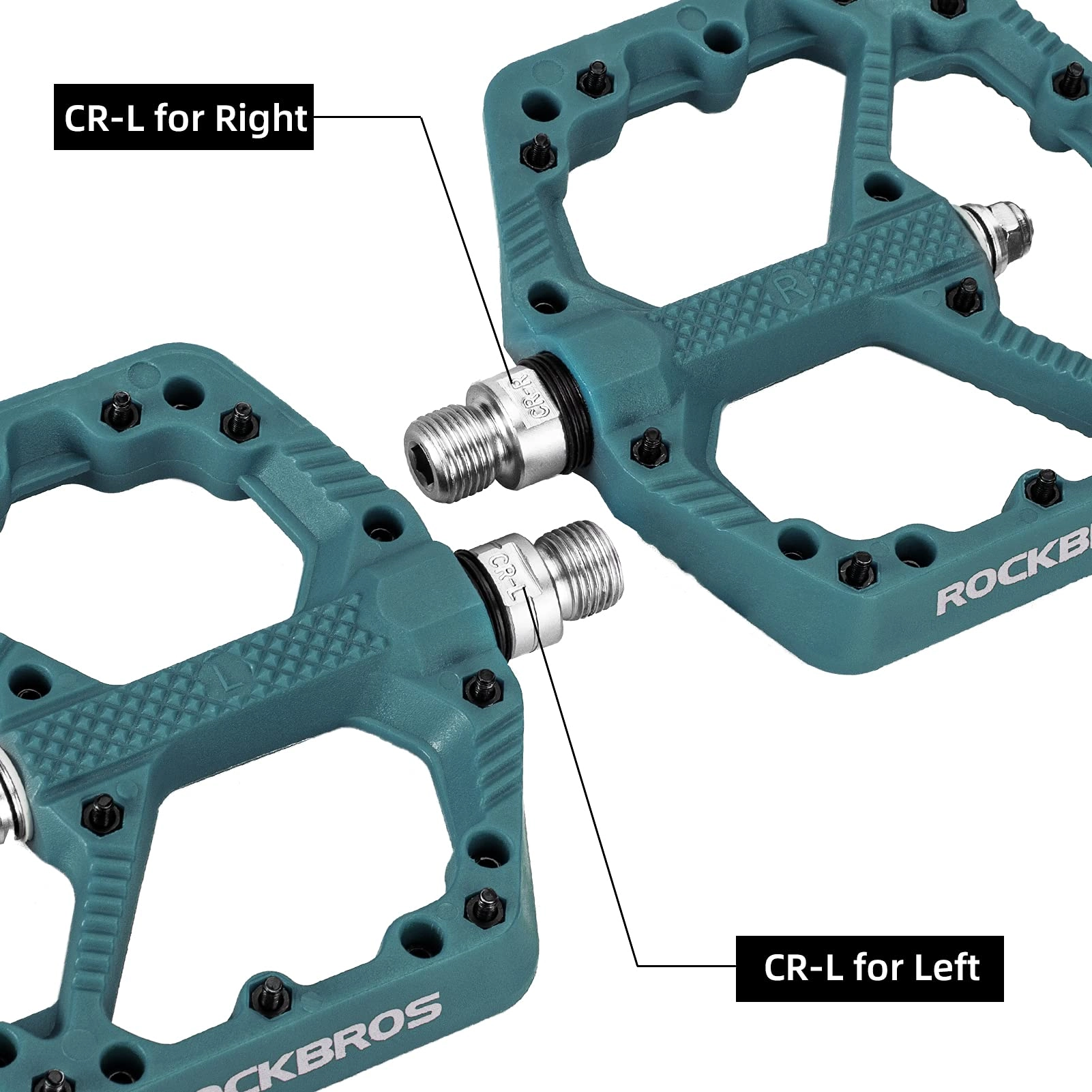 ROCKBROS Mountain Bike Pedals Flat MTB Pedals Nylon Fiber Bicycle Platform Pedals
