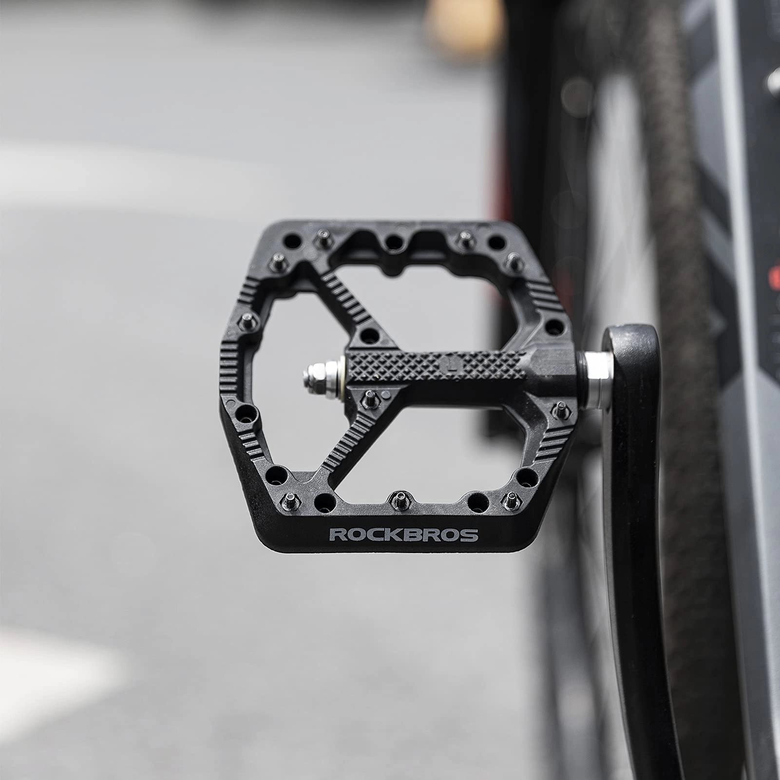 ROCKBROS Mountain Bike Pedals Flat MTB Pedals Nylon Fiber Bicycle Platform Pedals