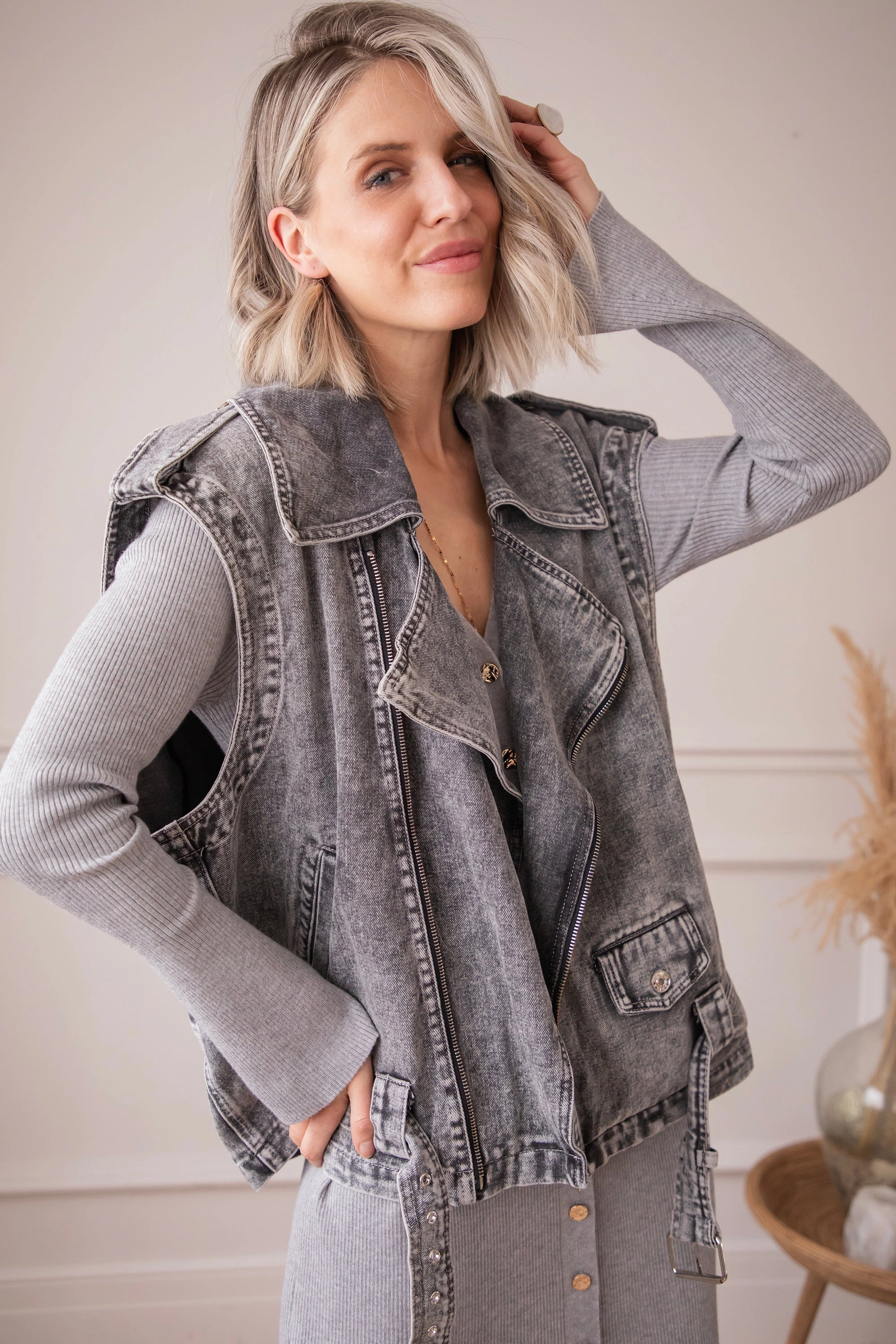 Romy Ribbed Grey - Maxi Jurk