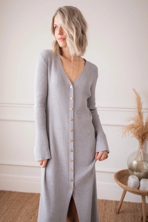 Romy Ribbed Grey - Maxi Jurk