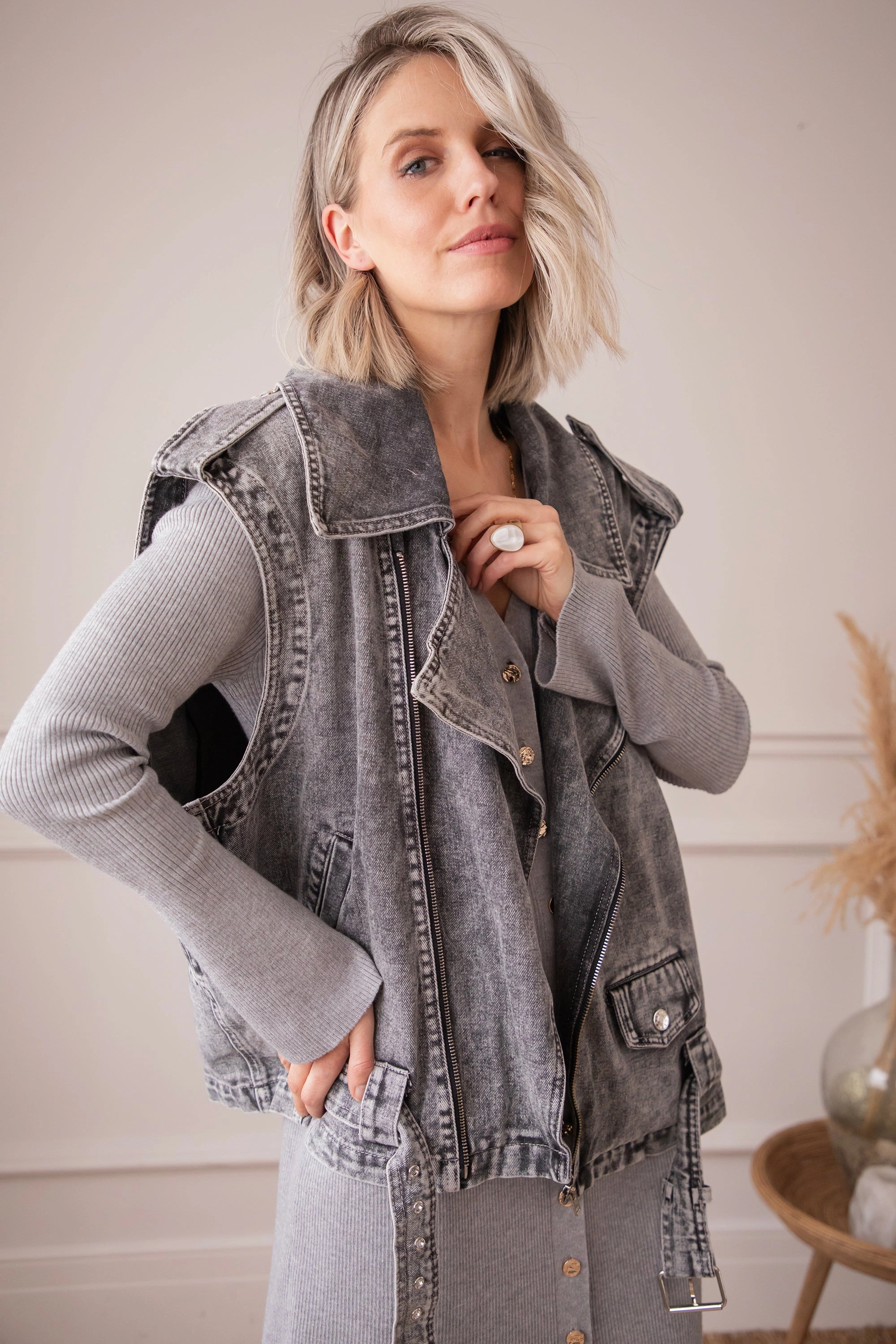 Romy Ribbed Grey - Maxi Jurk