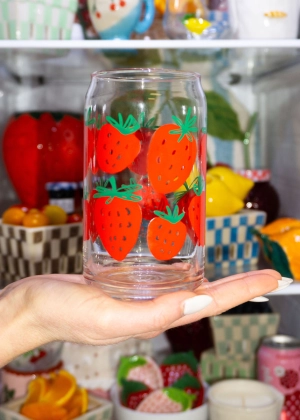 Strawberry Can Glass - 16 oz.
