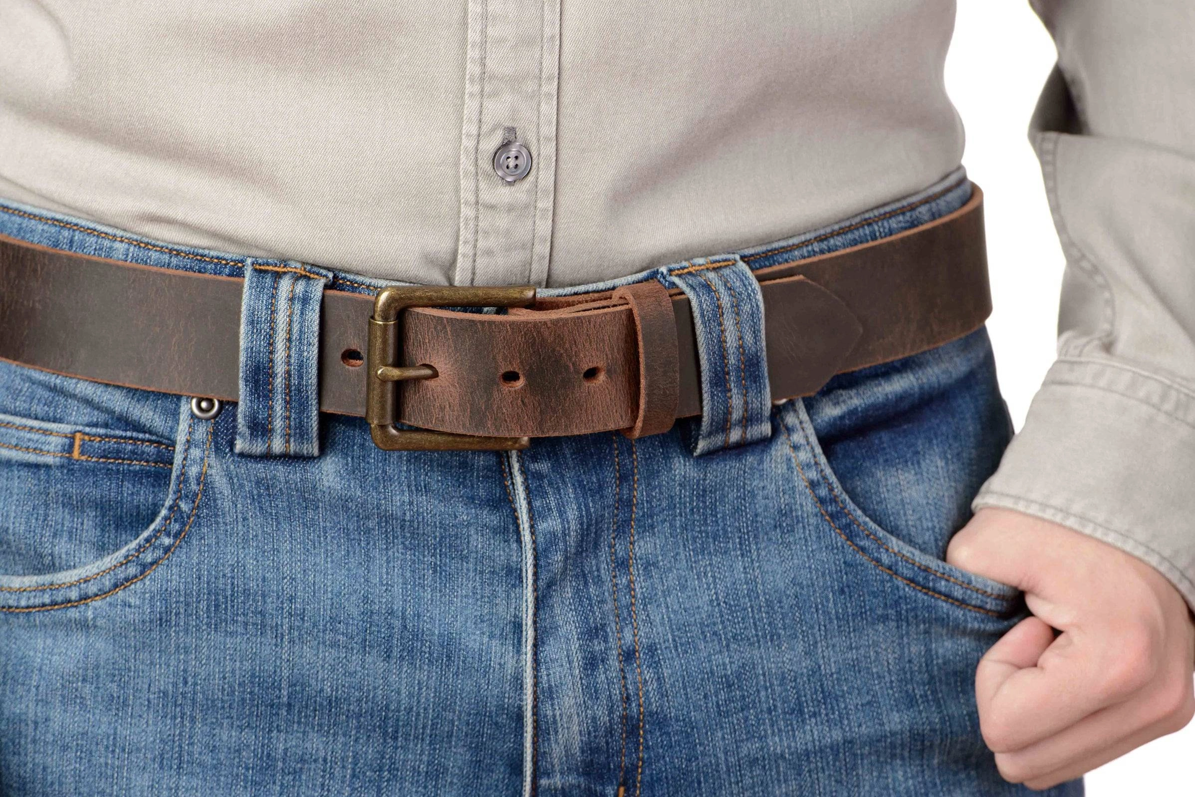 The Crazy Horse: Men's Oil Tanned Non Stitched Leather Belt 1.50"