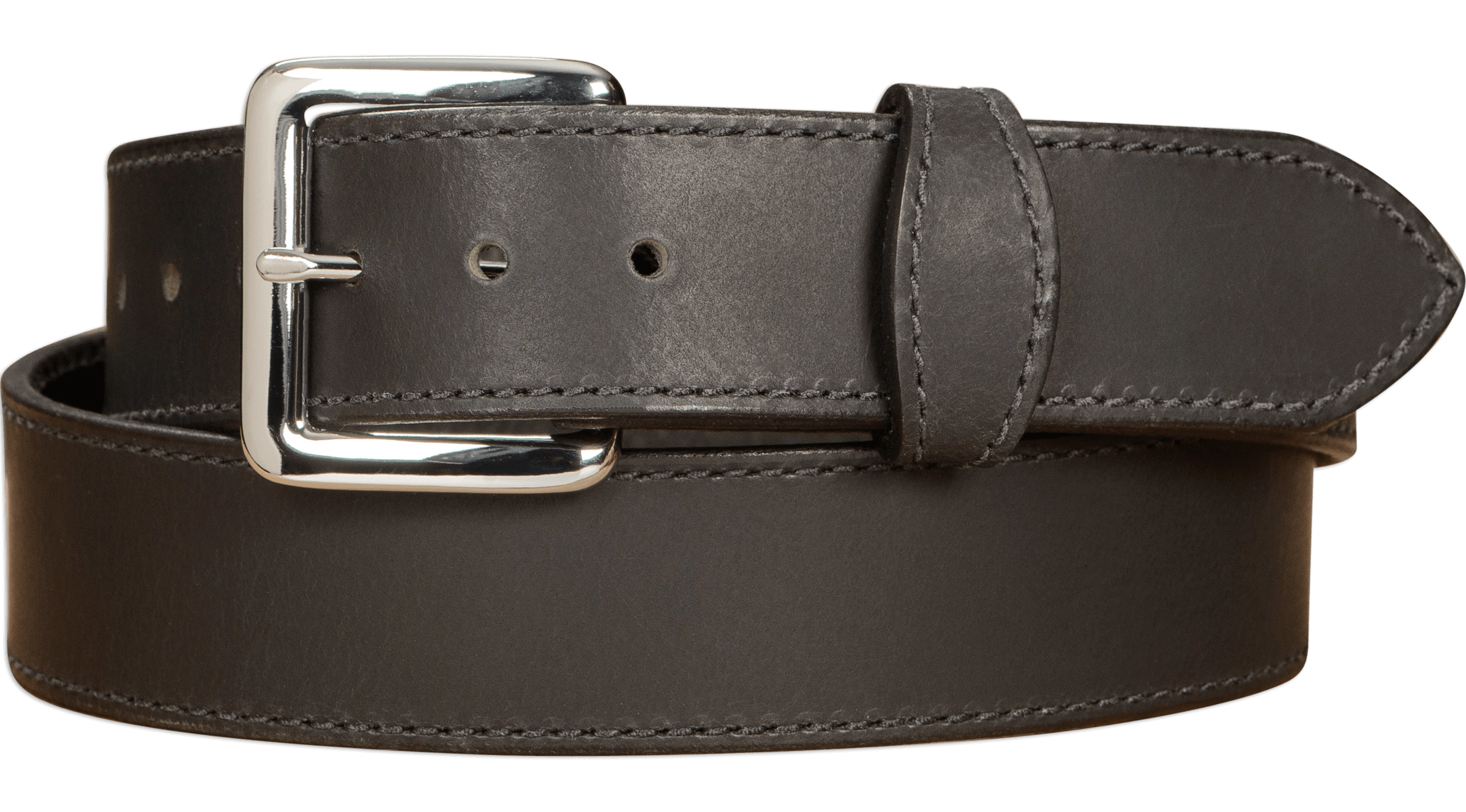 The Lakota: Black Stitched Water Buffalo Leather Belt With Snaps 1.50"