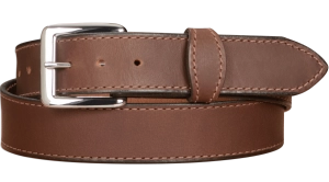 The Lakota: Brown Stitched Water Buffalo Leather Belt With Snaps 1.25"