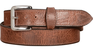 The Lakota: Rustic Brown Stitched Water Buffalo Leather Belt With Snaps 1.25"