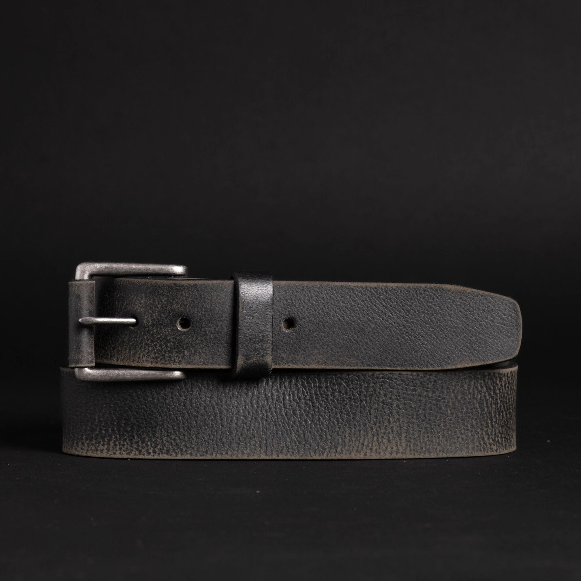 The Spartan Belt - Black Leather Belt With Leather Wrapped Buckle