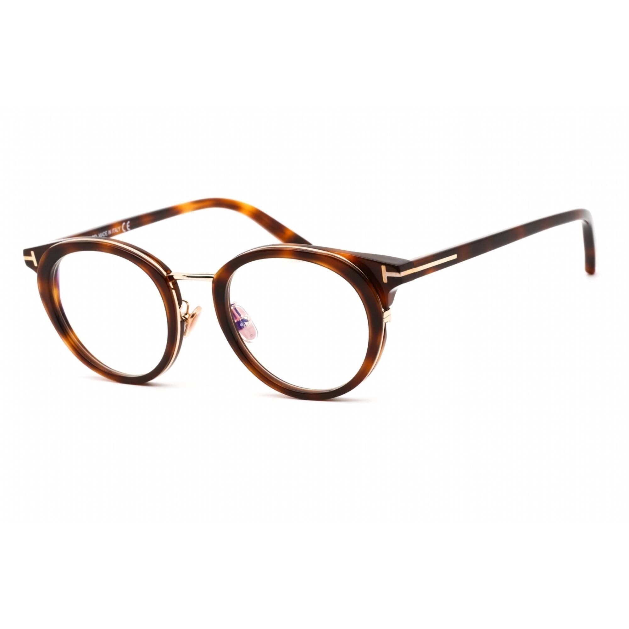 Tom Ford Men's Eyeglasses - Full Rim Round Shiny Black Plastic Frame | FT5784-D-B 053