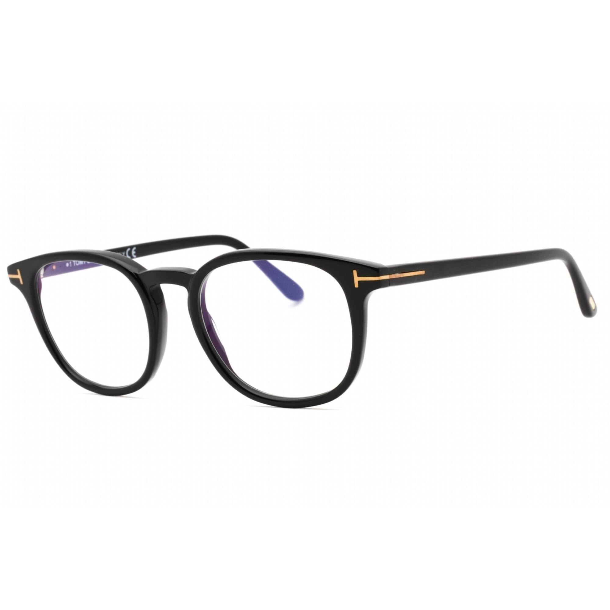 Tom Ford Men's Eyeglasses - Shiny Black Plastic Round Full Rim Frame | FT5819-B 001