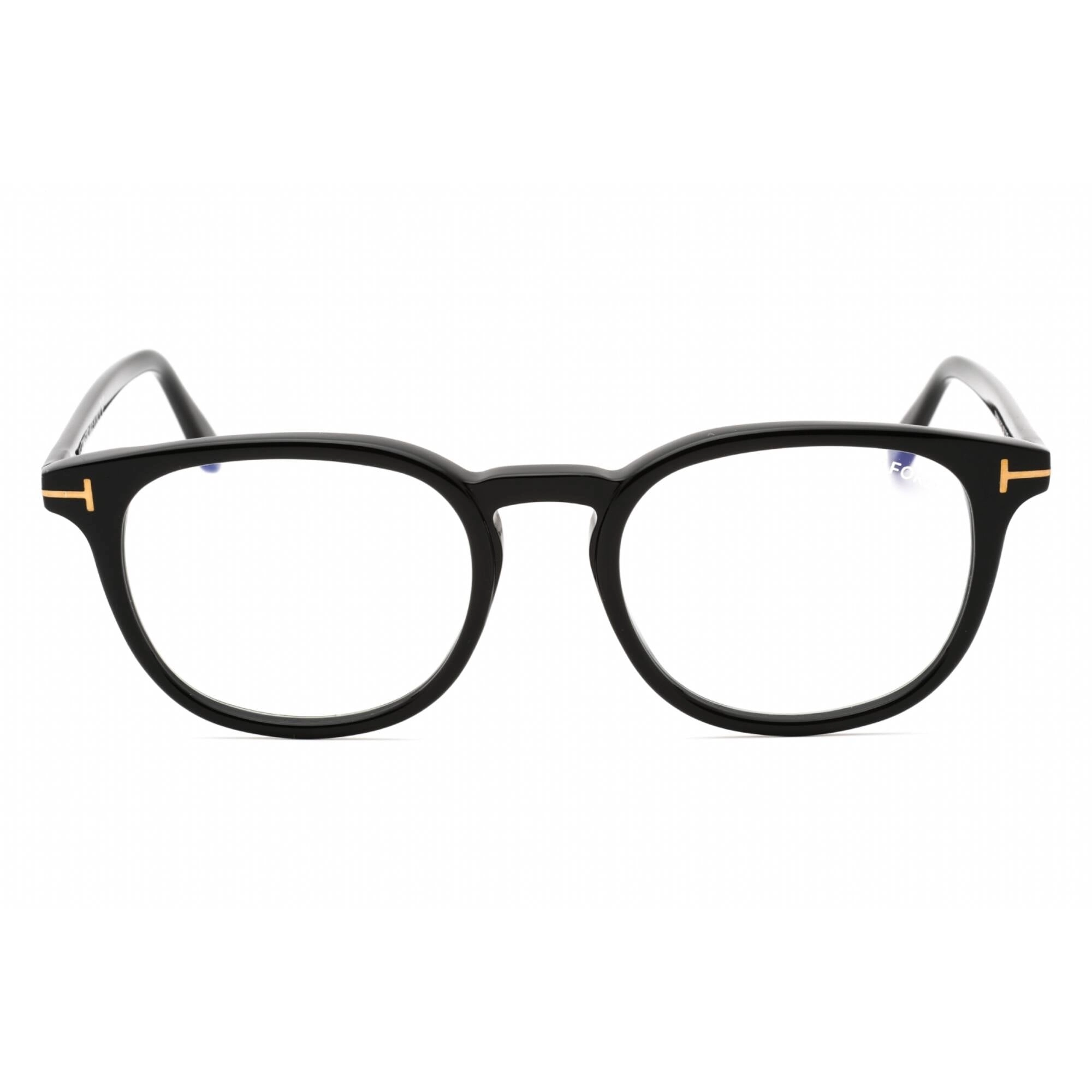 Tom Ford Men's Eyeglasses - Shiny Black Plastic Round Full Rim Frame | FT5819-B 001