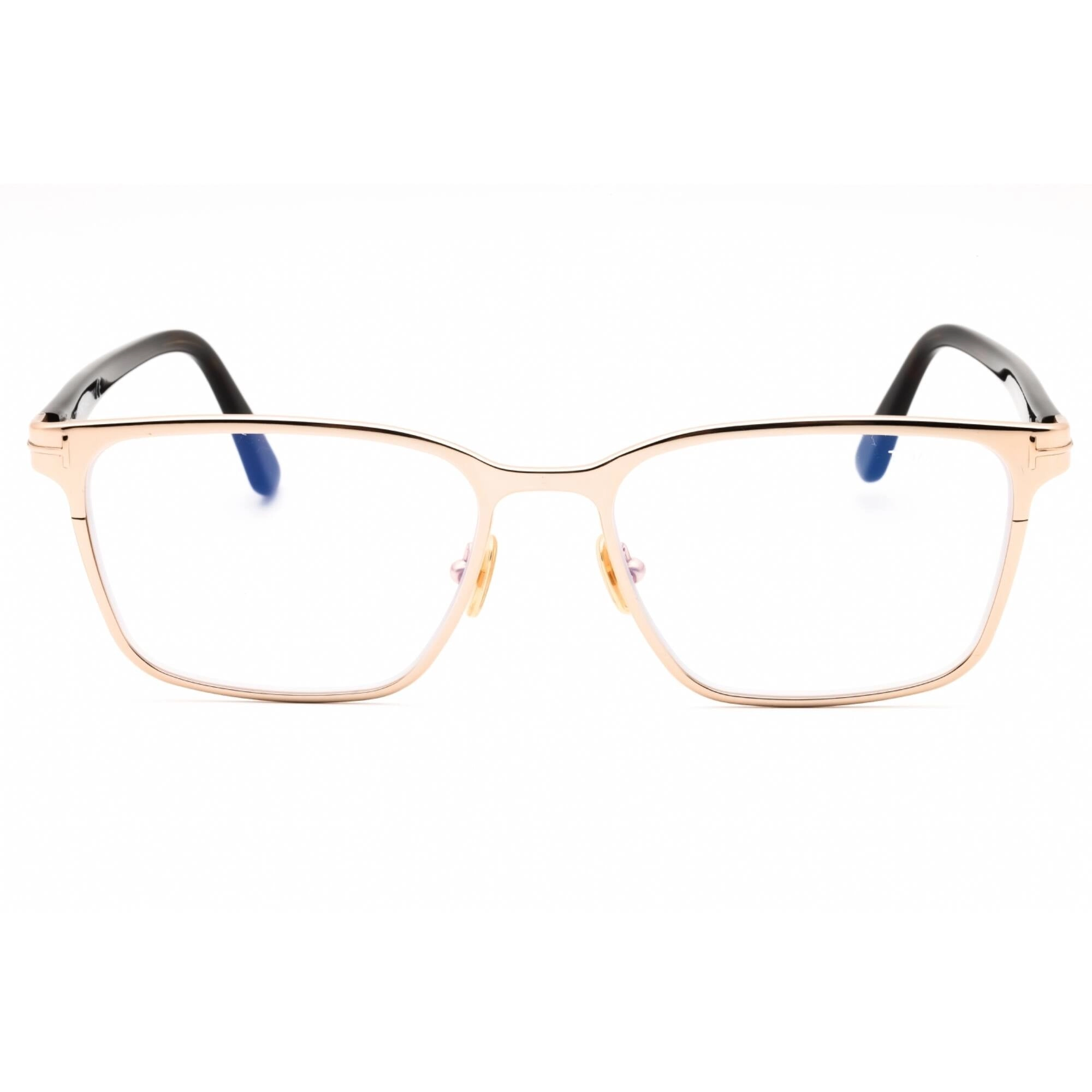 Tom Ford Men's Eyeglasses - Shiny Rose Gold Metal Rectangular Full Rim | FT5733-B 028