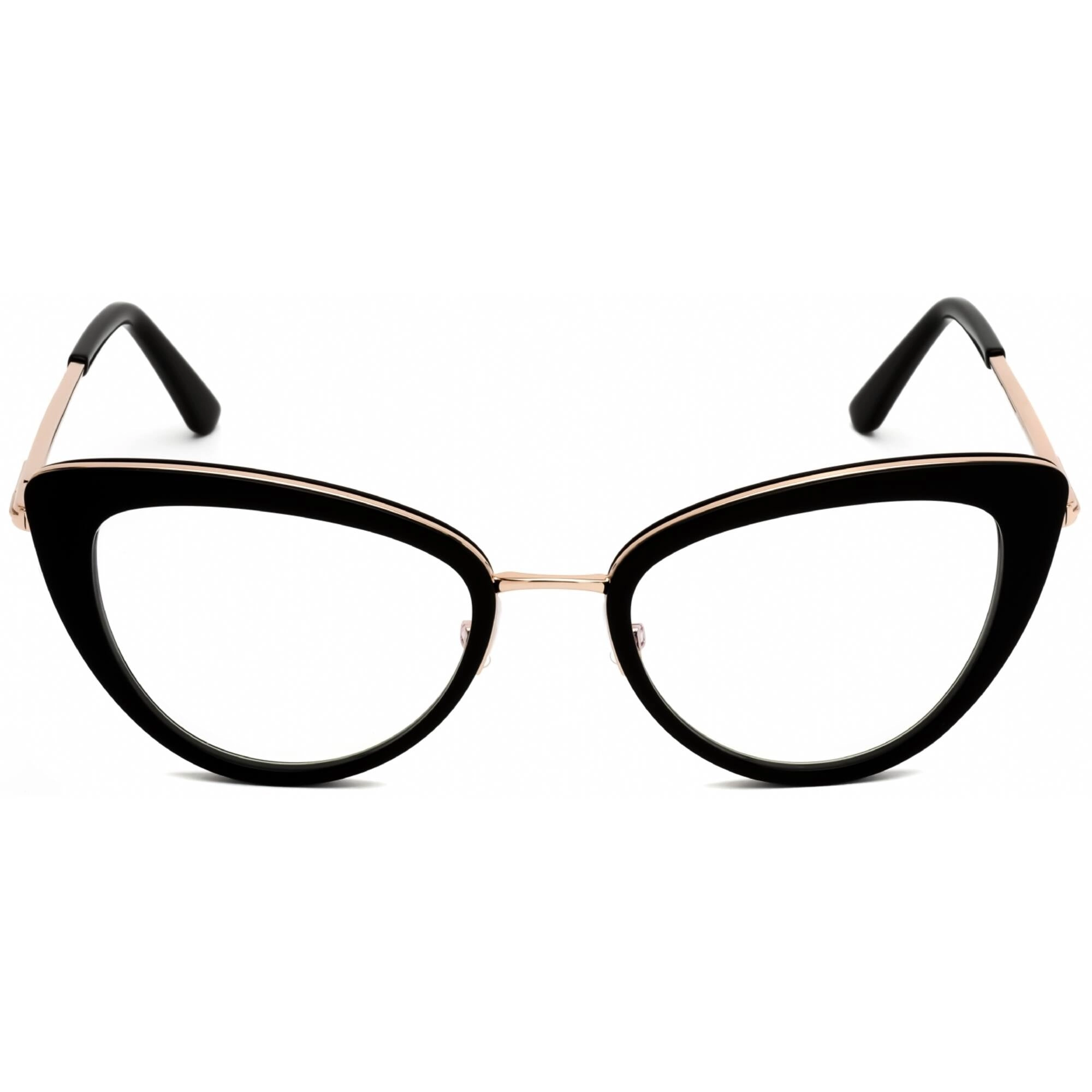 Tom Ford Women's Eyeglasses - Shiny Black Metal Cat Eye Full Rim Frame | FT5580-B 001
