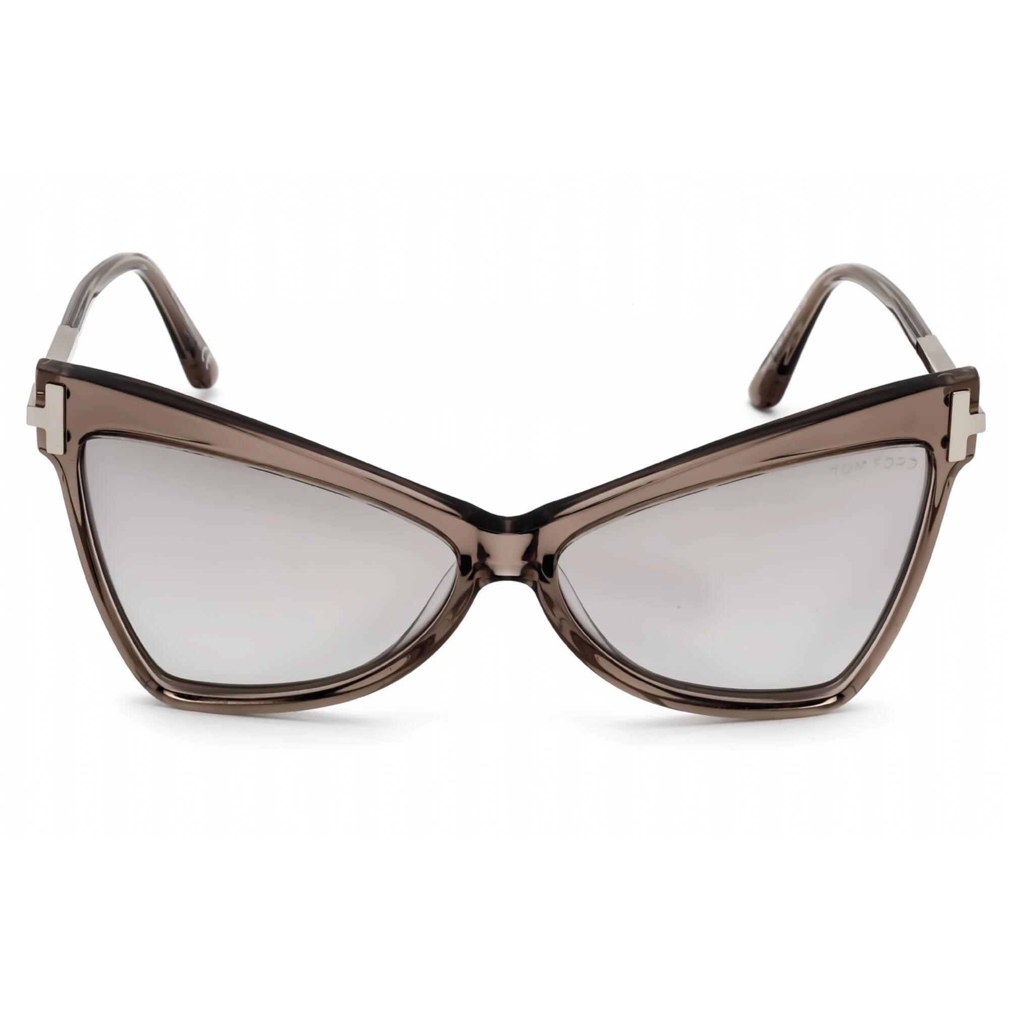 Tom Ford Women's Sunglasses - Shiny Beige Plastic Butterfly Shape Frame | FT0767 57G