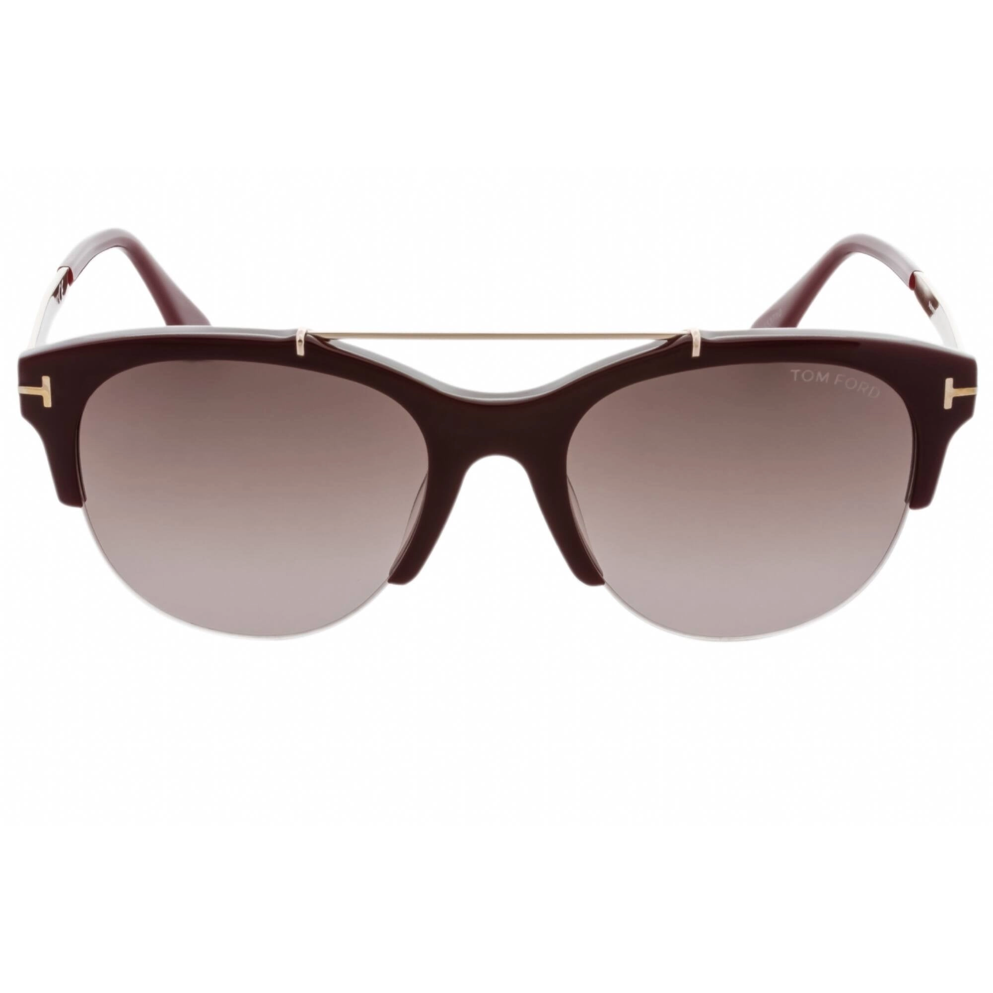 Tom Ford Women's Sunglasses - Shiny Bordeaux Plastic Pilot Shape Frame | FT0517 69T