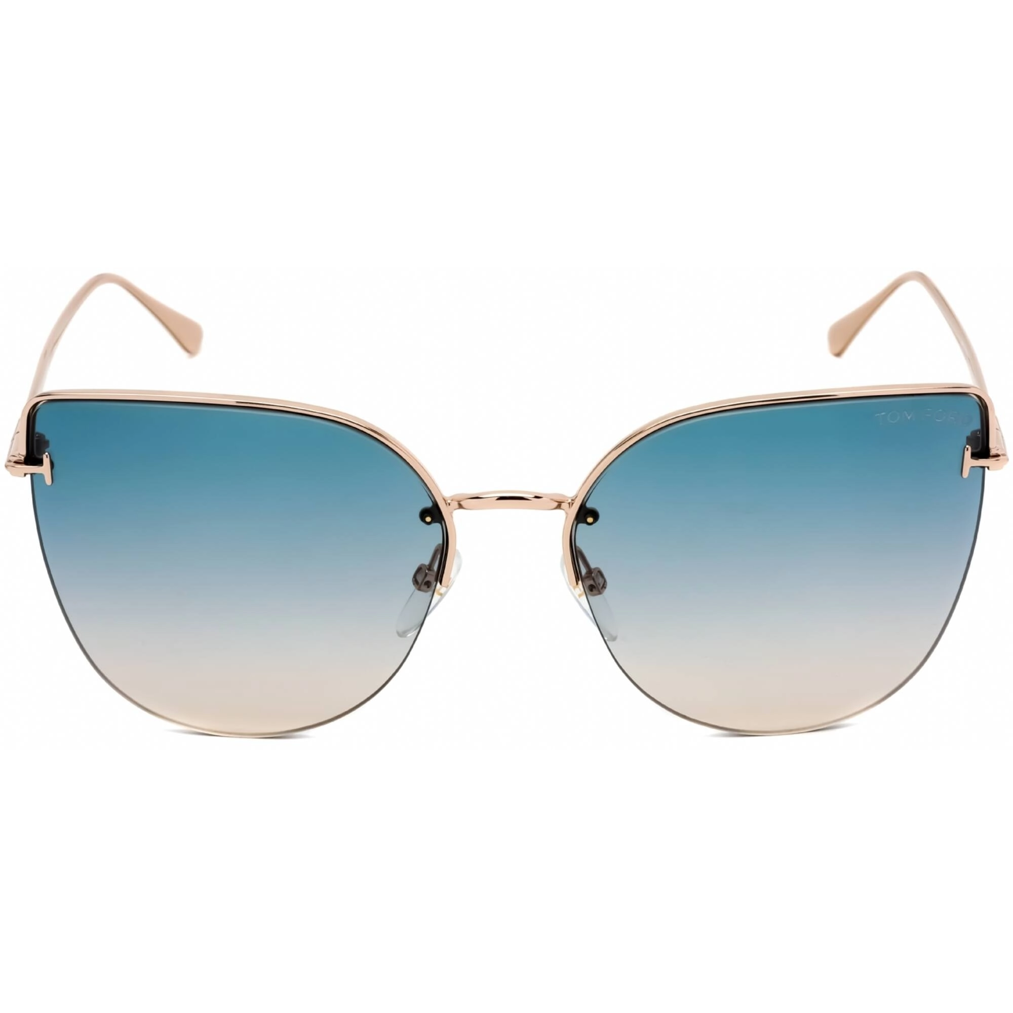 Tom Ford Women's Sunglasses - Shiny Rose Gold Cat Eye Half Rim Frame | FT0652 28P