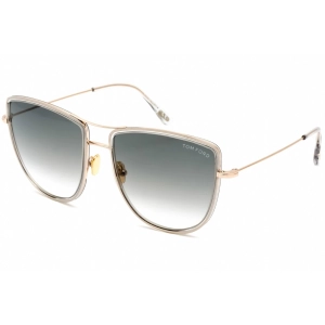 Tom Ford Women's Sunglasses - Shiny Rose Gold Metal Pilot Shape Frame | FT0759 28B