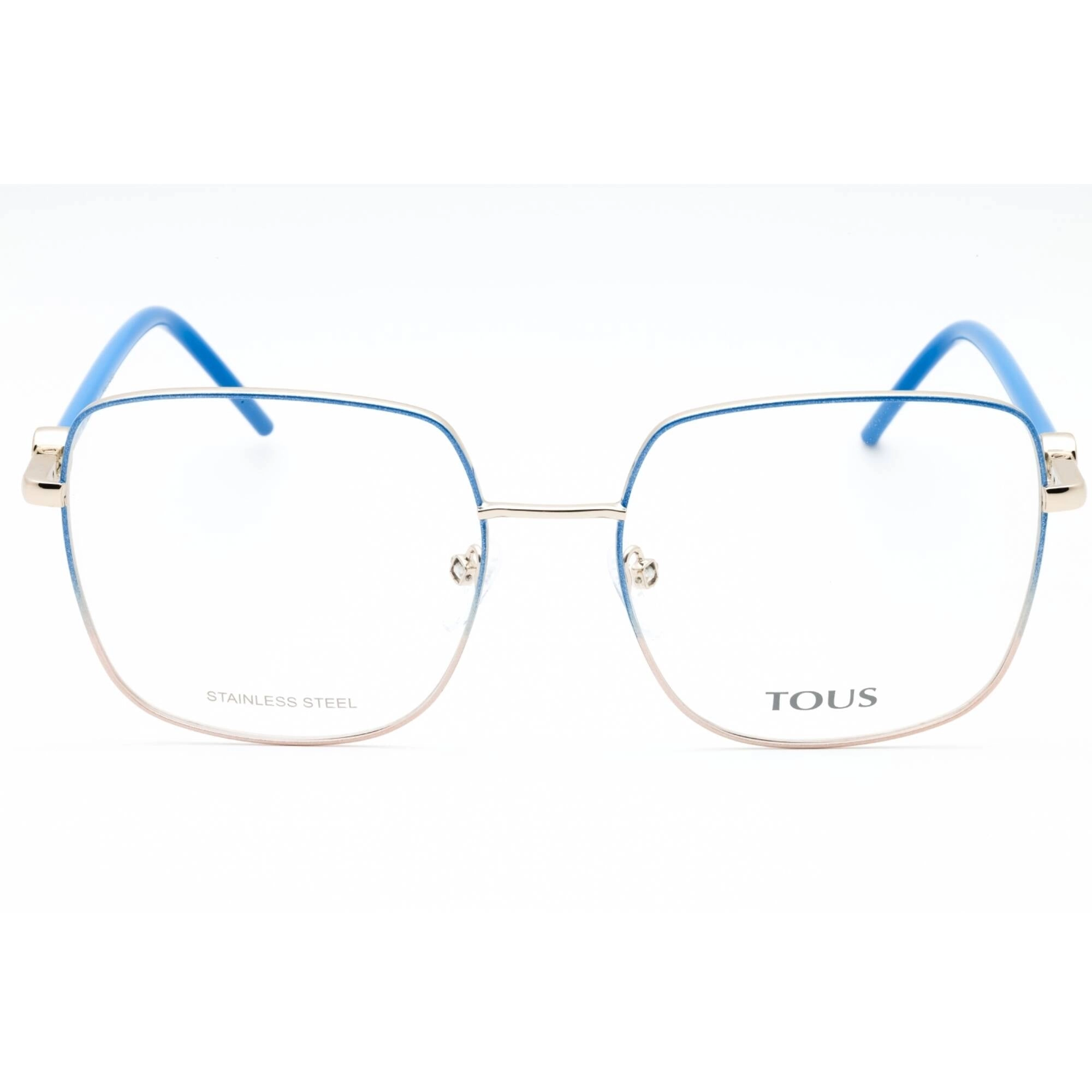 Tous Women's Eyeglasses - Shiny Light Gold/Yellow Metal Square Full Rim | VTO450 0SNA