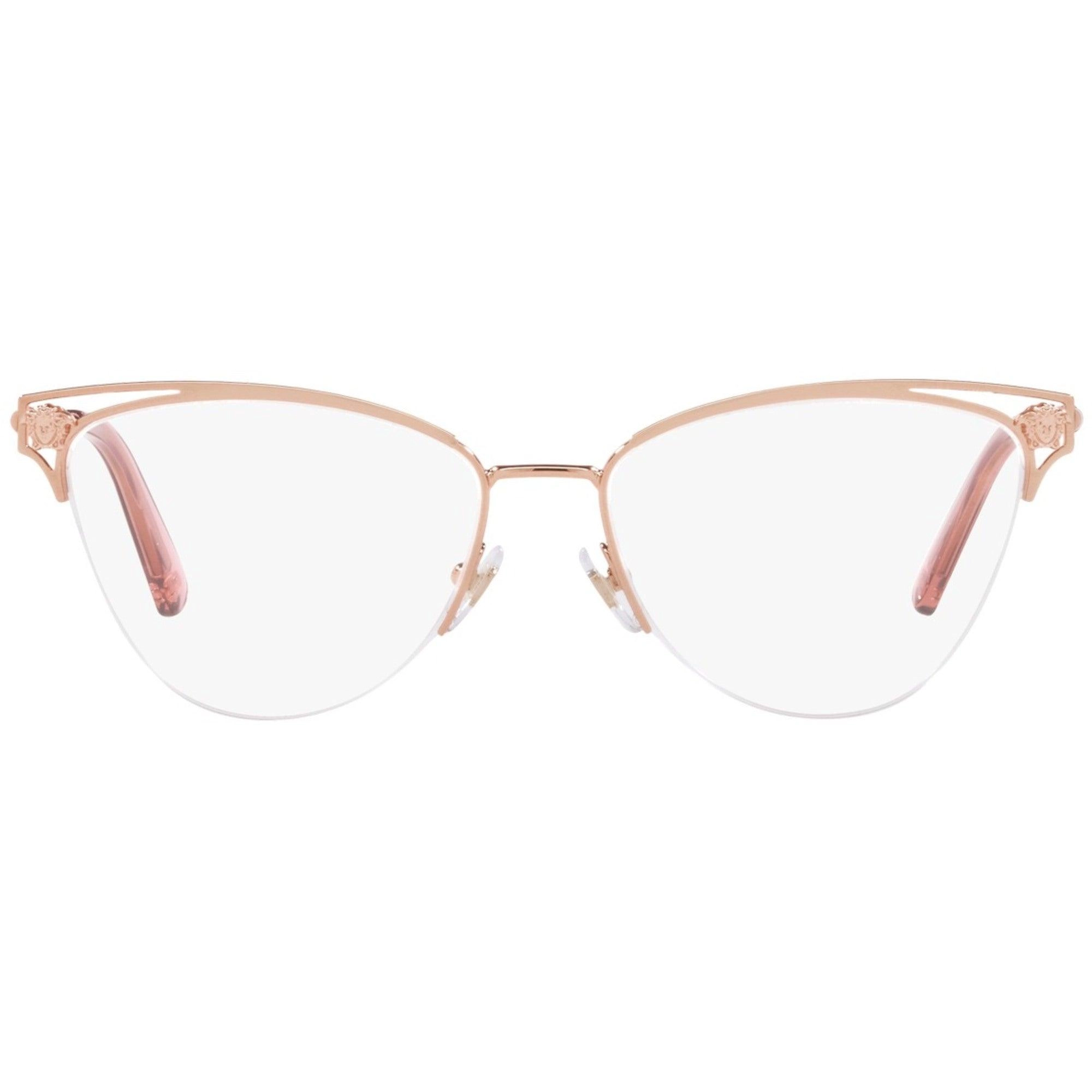 Versace Women's Eyeglasses - Half Rim Rose Gold Rectangular Shape Frame | 0VE1280 1412