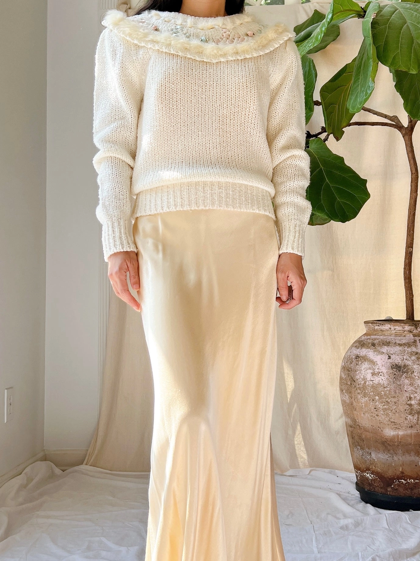 Vintage Knit Textured Pullover - S