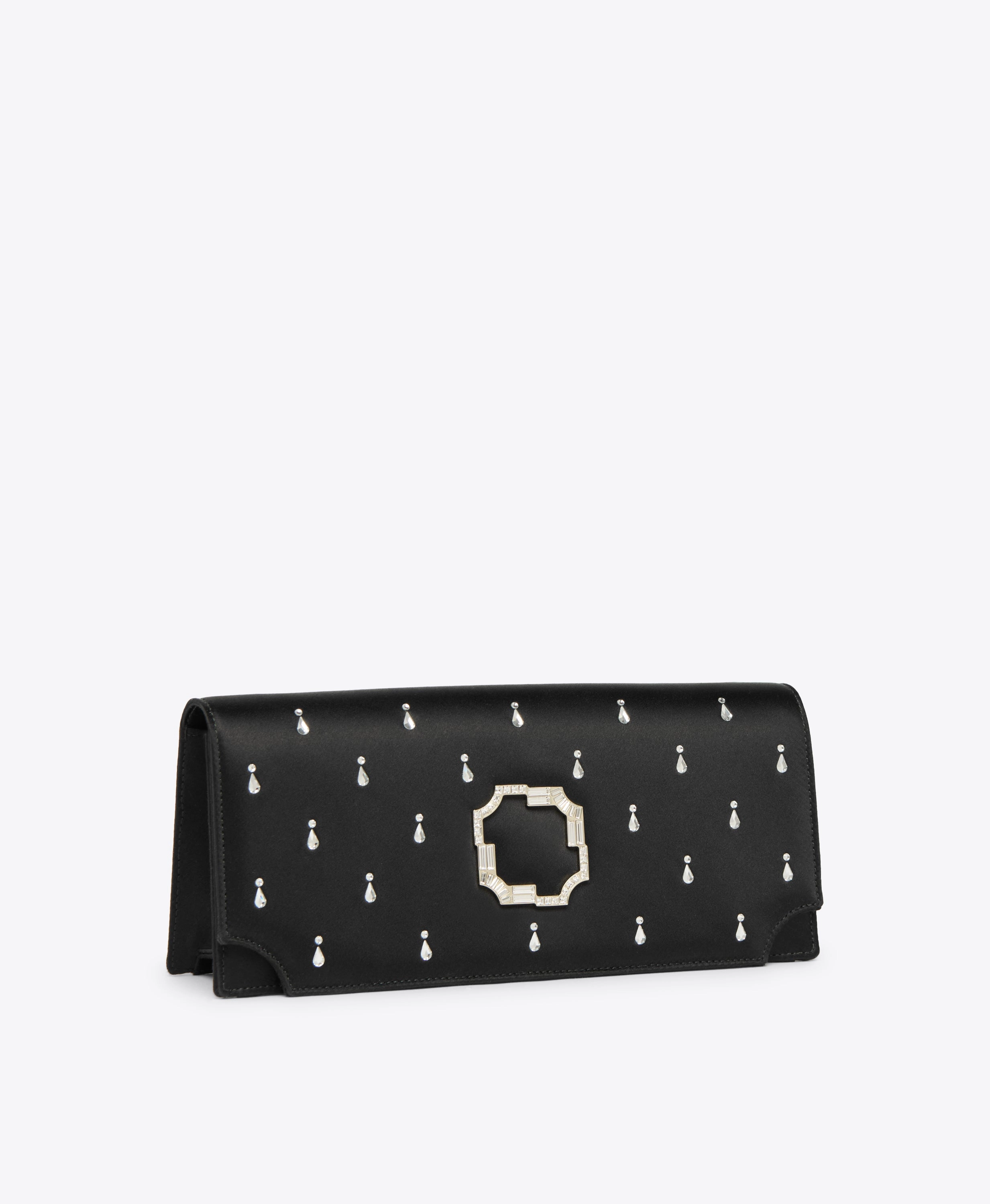 Vivien Black Satin Embellished Clutch Bag